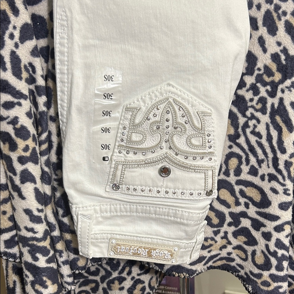 Rock Revival White Embellished Boot Cut Jeans